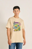 Camiseta unicolor de Bob Esponja oversize cuello redondo