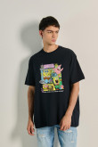 Camiseta unicolor de Bob Esponja oversize cuello redondo