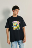 Camiseta unicolor de Bob Esponja oversize cuello redondo