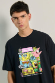 Camiseta unicolor de Bob Esponja oversize cuello redondo