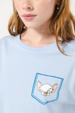 Camiseta crop top azul clara con diseño de Pinky y Cerebro