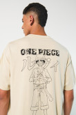 Camiseta oversize kaki manga corta con diseños de One Piece