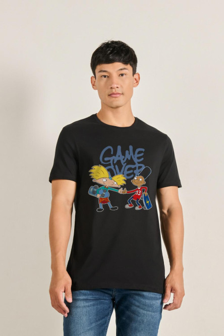 Camiseta unicolor de Hey Arnold con cuello redondo