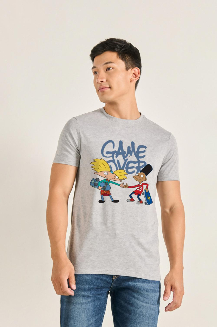 Camiseta unicolor de Hey Arnold con cuello redondo