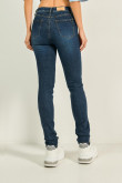 Jean jegging tiro alto azul oscuro con botón en cintura