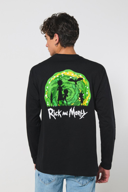 Camiseta manga larga con estampado en frente y espalda de Rick & Morty