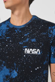 Camiseta con bolsillo, manga corta, crema, con estampado de Nasa