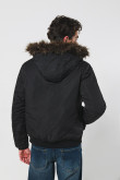 Chaqueta unicolor acolchada bomber con capota en peluche