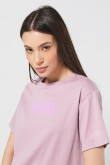 Camiseta unicolor para mujer manga corta estampada en  frente y espalda de La pantera rosa