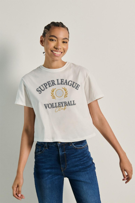 Camiseta crop top manga corta de Volleyball club