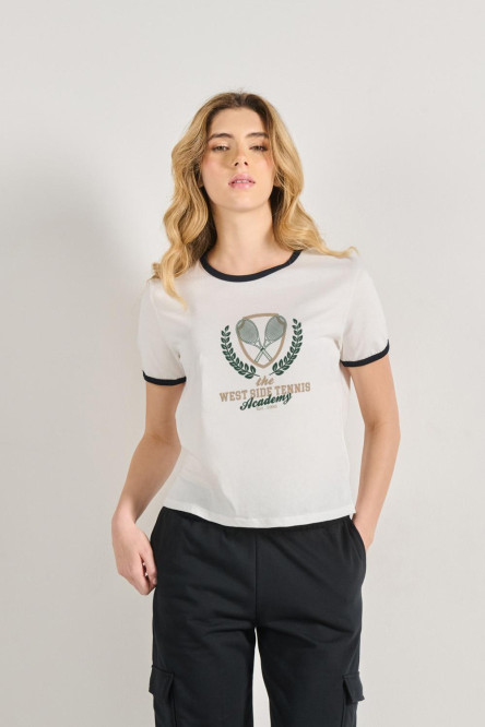 Camiseta de contrastes femenina de tennis