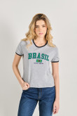 Camiseta de contrastes femenina de Brasil