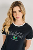 Camiseta de contrastes femenina de Brasil