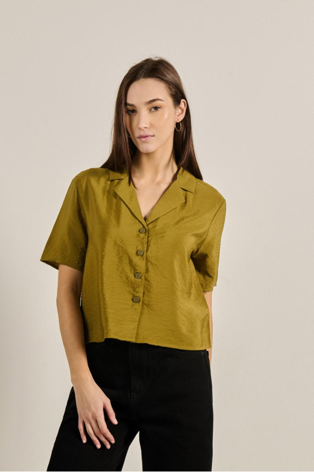 Botones Delanteros Blusas Elegantes Con Botones Cuello Blusa