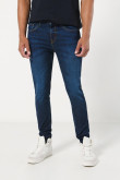 Jean súper skinny ceñido azul con tiro bajo y bolsillos