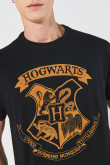 Camiseta negra cuello redondo con arte de Harry Potter