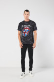 Camiseta gris tie dye de Rolling Stones con cuello redondo