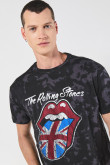 Camiseta gris tie dye de Rolling Stones con cuello redondo