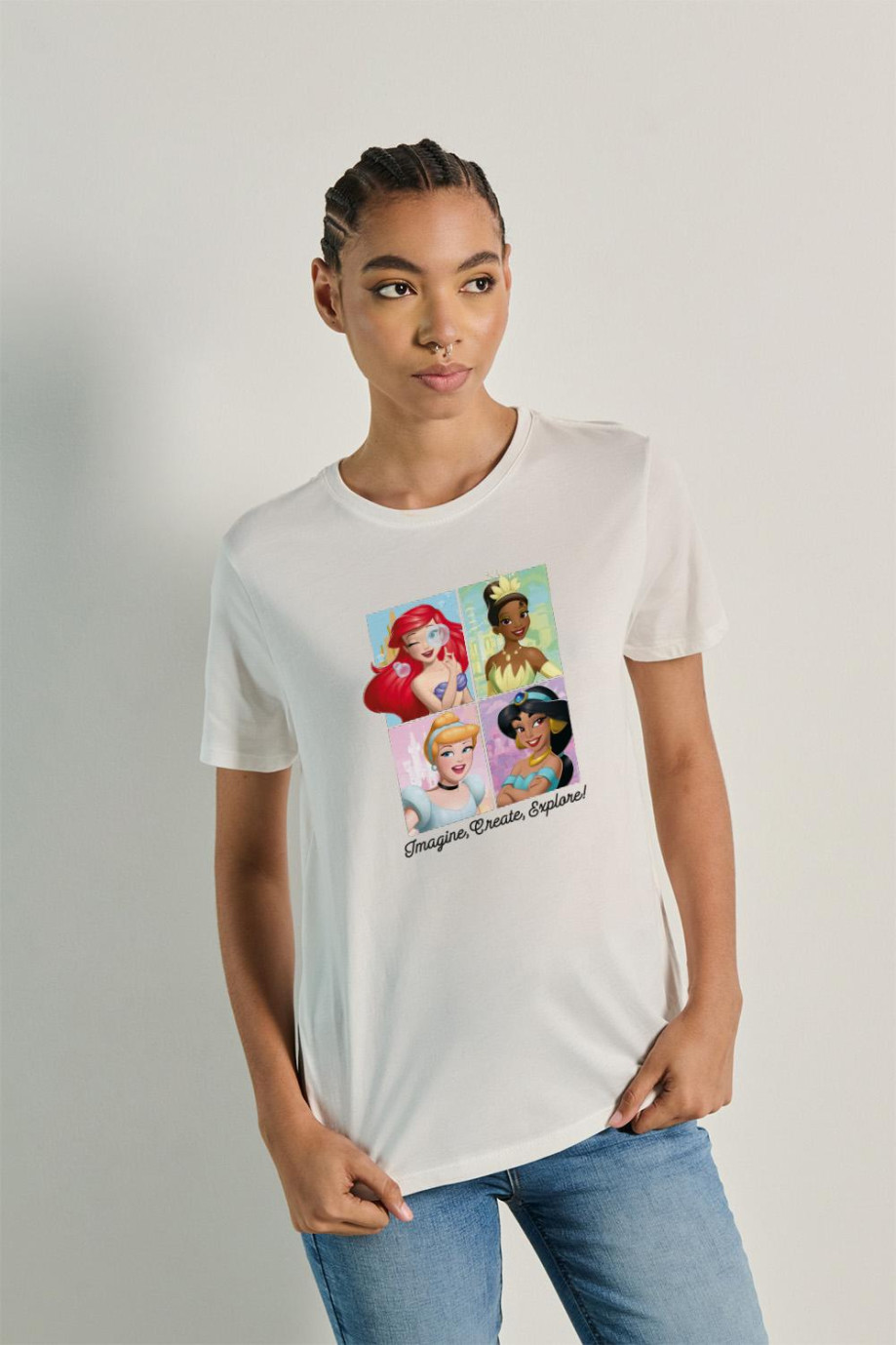 Camiseta de Princesas de Disney unicolor manga corta