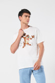 Camiseta crema cuello redondo con diseño de Looney Tunes