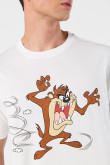 Camiseta crema cuello redondo con diseño de Looney Tunes