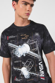 Camiseta gris tie dye manga corta con diseño de NASA