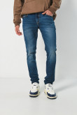 Jean skinny azul oscuro tiro bajo ceñido con bolsillos