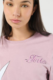 Camiseta unicolor para mujer manga corta estampada en frente de Tinkerbell