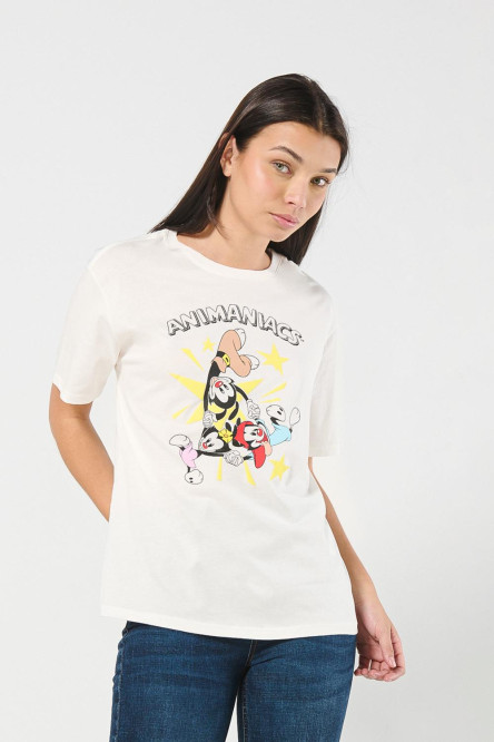 Camiseta crema manga corta con diseño de Animaniacs