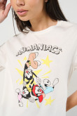 Camiseta crema manga corta con diseño de Animaniacs