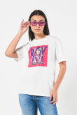 Camiseta unicolor para mujer manga corta estampada en frente de Los Supersonicos.