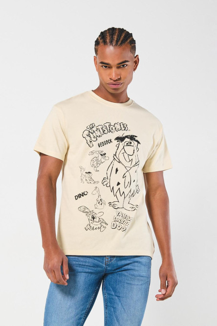 Camiseta manga corta kaki clara de Los Picapiedra