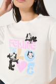 Crop top femenino manga corta con estampado en frente de Felix el Gato