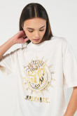 Camiseta crema oversize manga corta con arte de Harry Potter