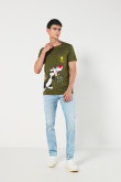 Camiseta verde de Looney Tunes con manga corta y bolsillo