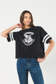 Camiseta crop top azul intensa de Harry Potter oversize