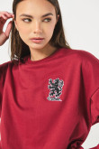 Buzo rojo oscuro de Harry Potter cuello redondo oversize