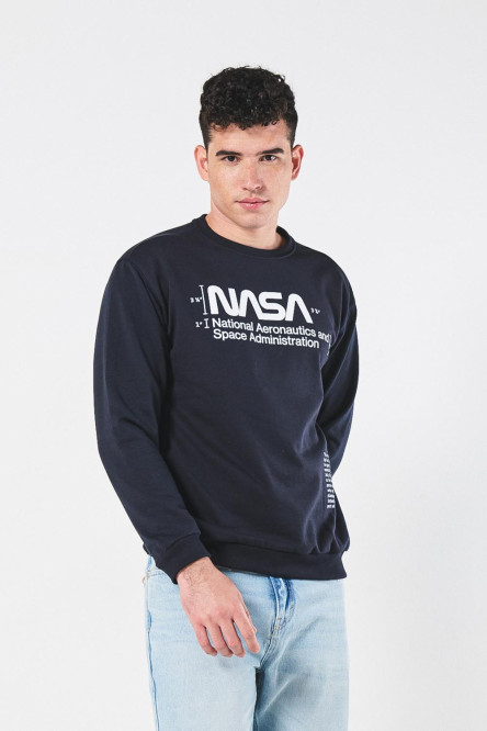 Buzo cuello redondo azul intenso con diseño de NASA