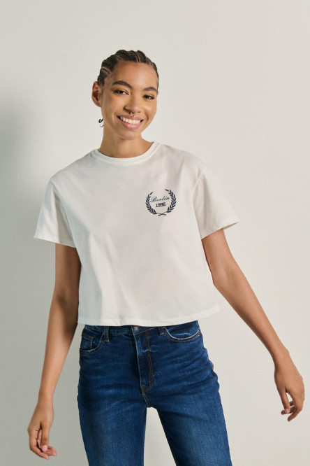 Camiseta unicolor crop top con arte college de Berlín