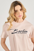 Camiseta college de Berlín unicolor crop top en algodón