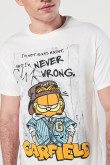 Camiseta crema clara de Garfield con cuello redondo