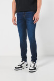 Jean súper skinny azul oscuro tiro bajo con ajuste ceñido