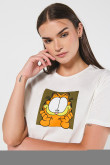 Camiseta de Garfield crema en algodón con manga corta