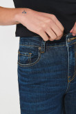 Jean tiro alto jegging azul con cremallera y bolsillos