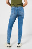 Jean azul jegging con desgastes sutiles y tiro súper alto