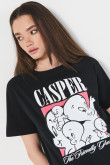 Camiseta negra con estampado de Gasparín y manga corta