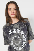 Camiseta crop top gris tie dye oversize con arte de Jack