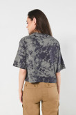 Camiseta crop top gris tie dye oversize con arte de Jack