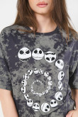 Camiseta crop top gris tie dye oversize con arte de Jack