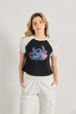 Camiseta de Stitch unicolor con manga ranglan corta